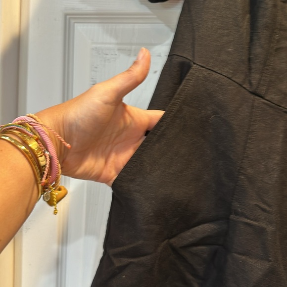 Express Black Linen Blend Puff Sleeve Romper S - Picture 7 of 10